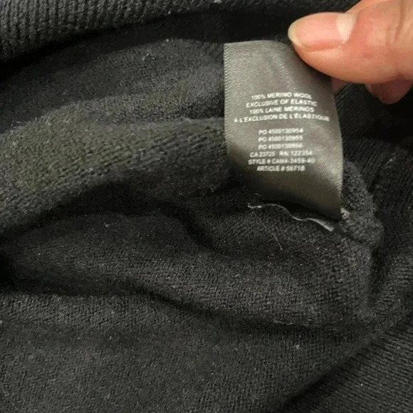 [S]Wilfred Black  Merino Wool High Neck Cropped Long Ribbed Cuff Sweater - Picture 3 of 7